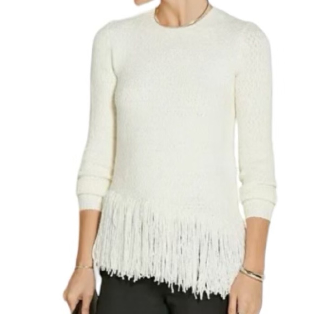 Theory Hudina merino blend fringe hem sweater